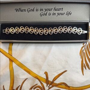 Gold-Tone and Silver Linked Circle Bracelet